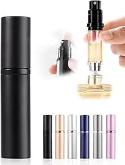 SUBORAWOS Perfume Atomiser Refillable – 5ml Portable Leakproof Travel Spray Bottle, Mini Bottom-Filling Fragrance Atomizer, Pocket Size Perfume Dispenser, Unisex(Black)