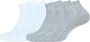 [ASSOTS] LONDON Women's Ankle Socks Running Athletic Cotton Loafers Shoes Casual Wear|Sports Gym Active Everyday Sock, Pack of 6 Socks, Color - 3 White, 3 Grey, Size - 6 to 9, 3 White, 3 Grey, 6-9