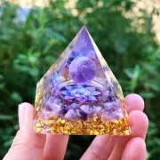 2023 Handmade Crystal Sphere Blue Quartz Orgone Pyramid 50MM 60MM