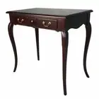Solid Mahogany 3 Drawers Desk / Hall Table Antique Reproduction Queen Ann Style