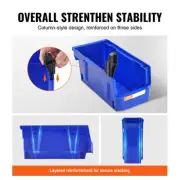 Stackable Storage Bins, 276 x 139 x 128 mm, 12-Pack, Blue/Red, Heavy Duty Org...