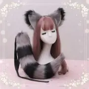 Cosplay Props Fox Tail Ears Halloween Party Wolf Cat Fox Plush Tail Headwear Set