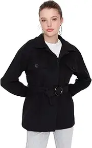 [Trendyol] Women Long sleeve Shirt collar Button Classic Coat -Standard