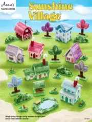 Plastic Canvas Pattern Book SUNSHINE VILLAGE ~ House, Barn, Town, Tree, Flower +