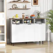CostwaySideboard Buffet Cabinet with 5-Position Adjustable Shelves and 3 Open Compartments-Natural