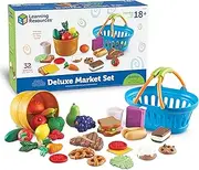 Learning Resources New Sprouts Deluxe Market Set, Play Food, Grocery Play Toy, 32 Piece Set, Ages 2+