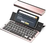 Folding Keyboard,Geyes Portable Travel Bluetooth Keyboard for iPhone12 /11 / Xs max/x/8/7 Plus/7/6s Plus/6/iPad 2018 9.7/Air 2 /Pro 9.7/iPad Mini 5/4, Samsung Android Tablet Smart Phone (Rose Gold)
