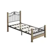 Christine Wood & Metal King Single Bed Frame – Maple And Black