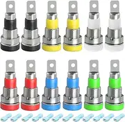 Xiatiaosann 12 Pcs Banana Jack Socket, Female Banana Plug Connector, Panel Mount Binding Post Connector Adapter for 4mm Banana Plug Connector DIY Test Project