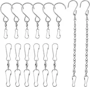 12 Pcs Wind Spinner Swivel 360 Degree Hooks Clips 2 Styles with 2 Pcs Metal Hanging Chain for Hanging Wind Spinners, Wind Chimes, Bird Feeder, Crystal Twisters Party Supplies