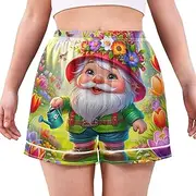 [RPLIFE] Spring Gnome Pj Shorts for Women, Cute Soft Lounge Shorts Women, Ladies Summer Pajamas
