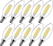 LangPlus+ E14 LED Light Bulb, Dimmable Candle Bulbs, 6W, 60W Equivalent Small Edison Screw SES E14 Bulb, Warm White 2700K, C35 LED Filament Bulb for Chandeliers, Ceiling Fan, 10 Pack