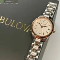 在飛比找森森購物網優惠-BULOVA手錶, 女錶 28mm 玫瑰金圓形精鋼錶殼 白色