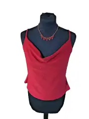 Dorothy Perkins spaghetti strappy top size14 cowl neck Red with tiny sequins NWT