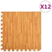 Wood Grain EVA Foam Floor Mats 12 Piece Set 4.32 m² Interlocking Tiles