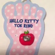 Sanrio Hello Kitty Enamel Red Apple Stretch Toe Ring w Crystal Stem NOS