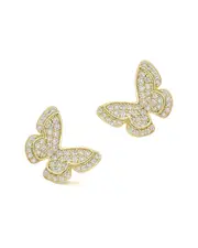 Glaze Jewelry 14K Plated Silver CZ Pave Butterfly Earrings
