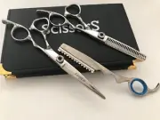 6” Professional Hair Cutting Scissors Barber Shears Hairdressing Razor Kit
