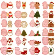 24 Pieces Christmas Cookie Stamps Gingerbread Cookie Cutters Xmas Embossing S...