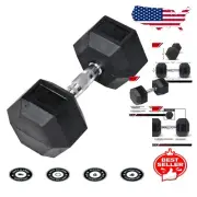 Rubber Hex Dumbbell - 40 lb Ergonomic Hand Weight for Injury-Free Workouts