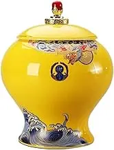 Decorative Household Luxury Sealing Canister Black Tea Green Tea Canister Large Storage Jar High-grade Ceramic Ornaments Container(Large)