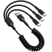 GELRHONR Retractable USB A to C Multi Charging Cable,Coiled Black 1 3