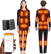 [IMYOGI] Cozy Heated Underwears Suit, Smart Electric Thermal Underwear Shirt Pant Man Woman Long Johns Set for Outdoor Sport