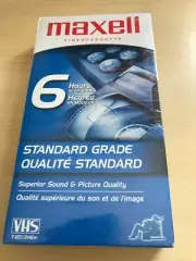 Maxell VHS T-120 6 Hour Standard Grade VCR Blank Video Cassette Tape Sealed