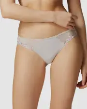 $50 Simone Perele Women's Gray Floral Mesh Andora Bikini Panty Size 4