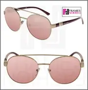 BVLGARI BV6085B Round Aviaotr Pink Brown Silver Gradient Mirror Sunglasses 6085