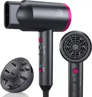 Powerful 1800W Ionic Hair Dryer with Diffuser & Nozzle for Fast Drying