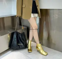 在飛比找Yahoo!奇摩拍賣優惠-LUNASLIMITED粗跟復古短靴女設計感小眾銀色時裝靴法