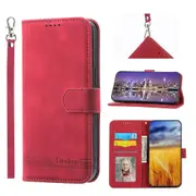 For iPhone 11 Pro Case, Leather Wallet Flip Case With Strap - Red