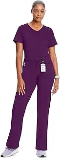 [Cherokee] Women Scrub Set with 8 Pockets, Mock Wrap Top 2625A and Straight Leg Zip Closure Drawstring Pant 1123A