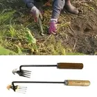 Uprooting Weeding Tool Hand Cultivator Rake Hoe Tiller Tool with Long Handle for