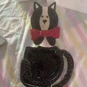 Boyd's Home by The Boyd's Collection 2-Pc Ceramic Black Cat Polka Dot Chip Dip