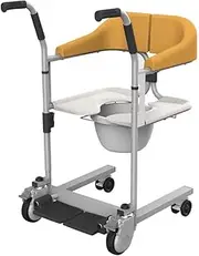 Medical Patient Lift Wheelchair for Home, Portable Transfer Chair Wheelchair Lift Aid w/180° Split Seat, Bathroom Wheelchair Bedside Commode w/Potty for Nursing Handicapped Elderly Transport