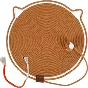 Cat Scratcher Mat, 19.7 Inch Natural Cotton Rope Cat Scratch Pad with Cat Ball Toy, Horizontal Cat Floor Scratching Pad Rug, Round Cat Scratching Rug for Indoor Cats (Orange)