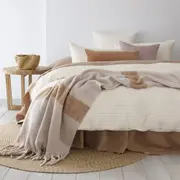 Bambury Lores Quilt Cover Set Stone Soft Touch Woven Home Bedding