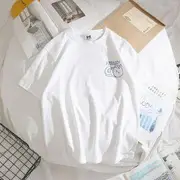 Cartoon Peach Juice Print T-Shirt White - L
