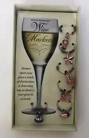 Boston Warehouse Wine Glass Markers Set of 6 Patriotic Charms NEW
