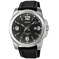 在飛比找樂天市場購物網優惠-CASIO手錶 黑色系皮革腕錶【NEC162】