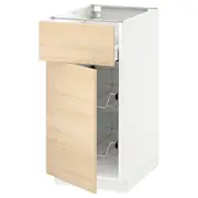 METOD / MAXIMERA base cab w wire basket/drawer/door, white/Askersund light ash effect, 40x60x80 cm