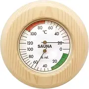 Sauna Thermometer Wood Room Thermometer Indoor, 2-in-1 and Hygrometer, Round Indoor with Precision Scale Sauna Accessories for Steam Room