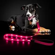 Sugiifamy 5Ft Light Up Dog Lead - Glow in the Dark Leash Lights for Night Walking USB Rechargeable LED Dog Leads Waterproof Reflective Leads For Medium Small Large Dogs(Pink)
