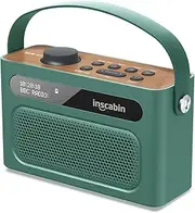 Inscabin M60 Portable DAB/DAB+ FM Digital Radio/Portable Wireless Speaker with Bluetooth/Stereo Sound/Dual speakers/Dual Alarm Clock/Rechargable Battery/Beautiful design (Green)