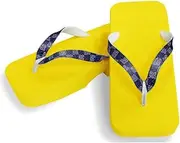 Hajime(一歩) [One Step] [Hajime] Geta Geta Clogs, Soft and Water Resistant, Made of Sponge, 10.6 inches (27 cm), YL/Checkered Shark Komon x Navy Blue, Checkered Shark Small Pattern x Navy Blue (Chimatsu Shark x