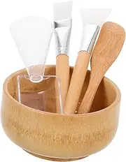 5pcs Beauty Tool Set Hair Dye Kit Facial Mask Spa Bowls Mask Mixing Bowl DIY Mask Making Bowl Mask Bowls for Facials DIY Bowl Esthetician Bowls Face Mask Applicator Bamboo Beige