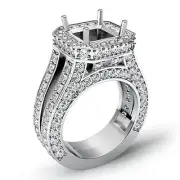 Halo Split Shank Princess Semi Mount Diamond Engagement Ring Platinum 950 2.52Ct