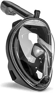 Full Face Snorkel Mask, with Camera Mount, 180° Panoramic Viewing Diving Mask with Safety Breathing System, Anti-Fog Anti-Leak Technology, for Adults and Youth